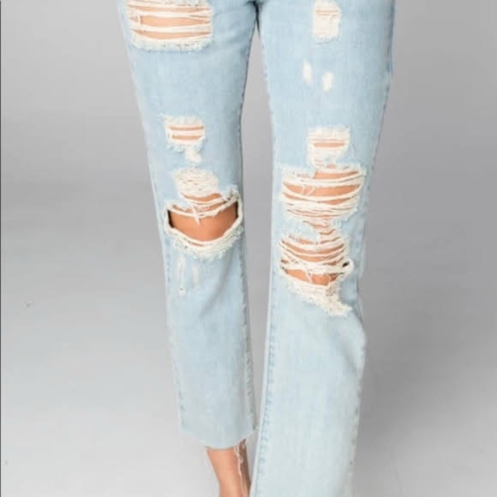 Distressed Blue Jeans